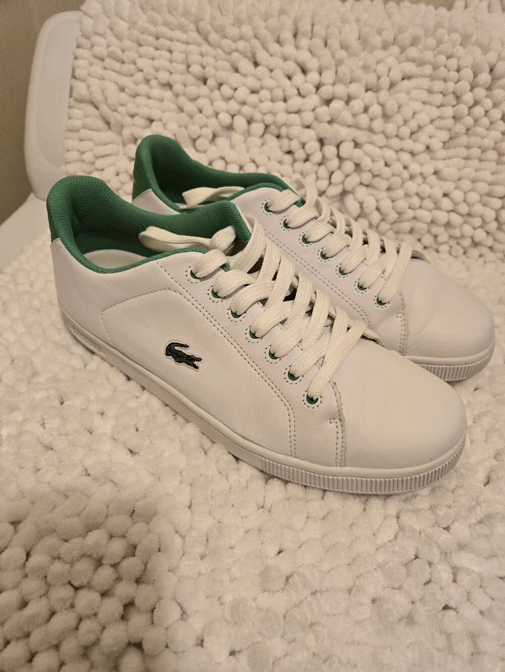 LACOSTE Men's Carnaby Tech (White/Green)  Size 12
